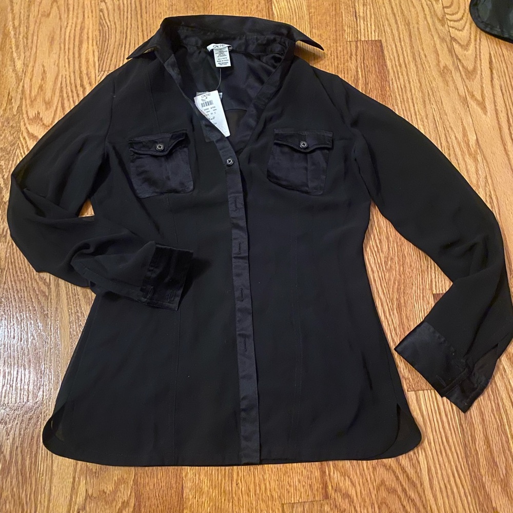 Cache Black Satin Blouse